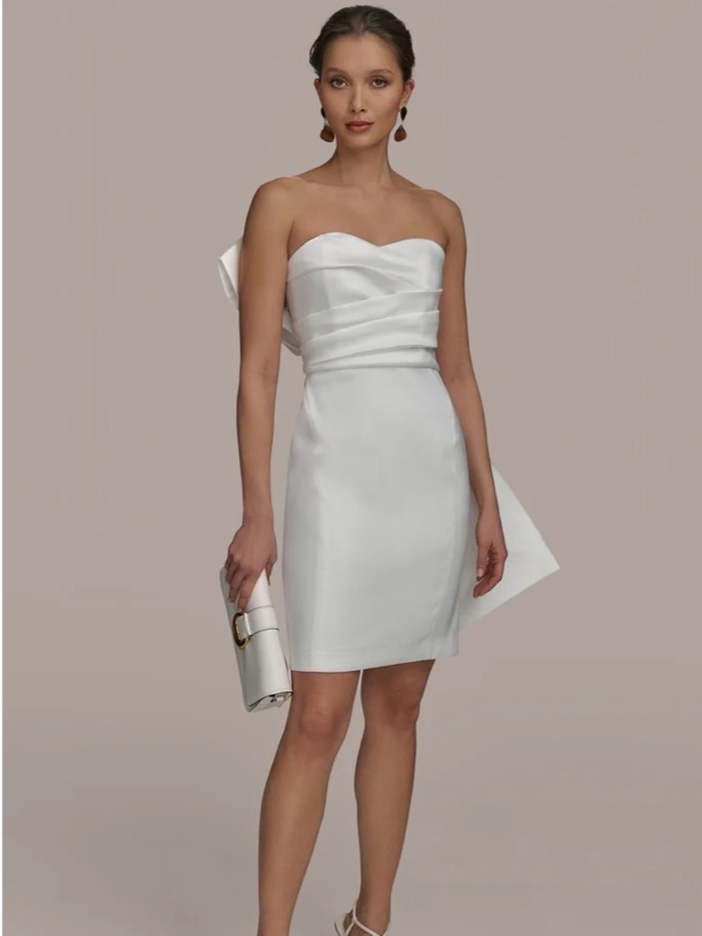 Donna Karan Mikado Sweetheart Neckline Oversized Bow Back Cocktail Dress NEW - Picture 6 of 12